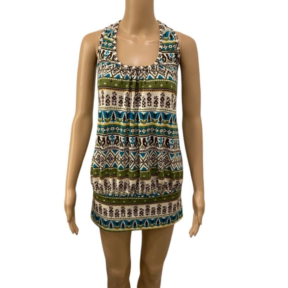 Akira Chicago Aztec Print Halter Tunic Top Multicolor Rayon Racerback Small S